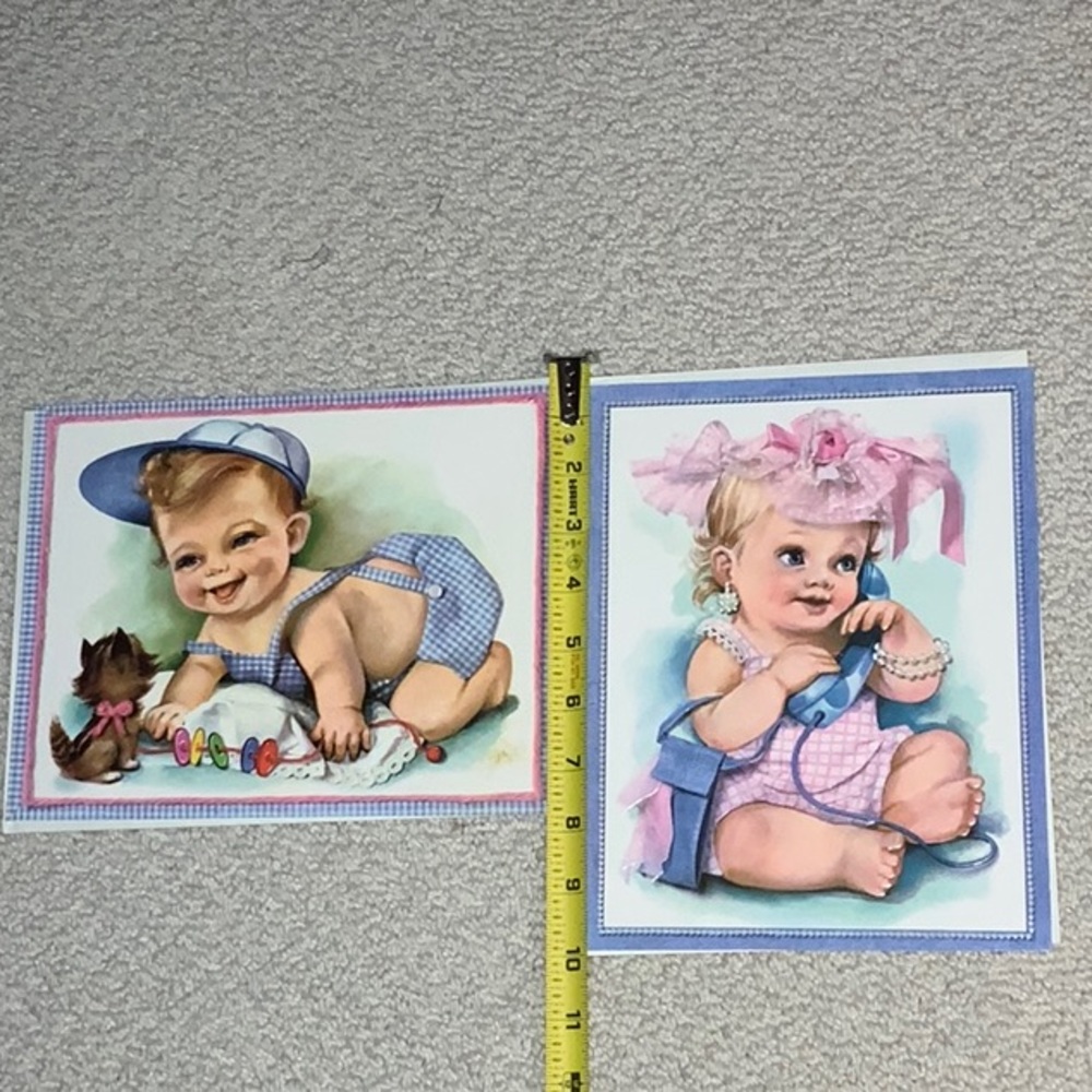 Large Greeting Cards~1 Birthday & 1 Hello Unused Vintage